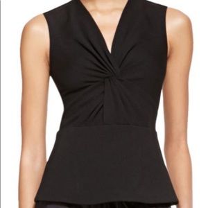 Jason Wu Women Black Twist-front Ponte Peplum Top